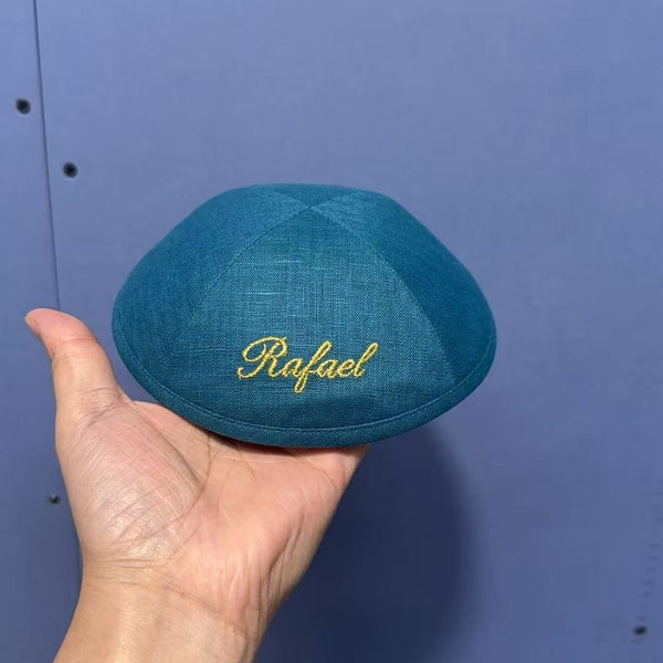 Kippas personnalisées en lin avec doublure imprimée — 100 pièces
