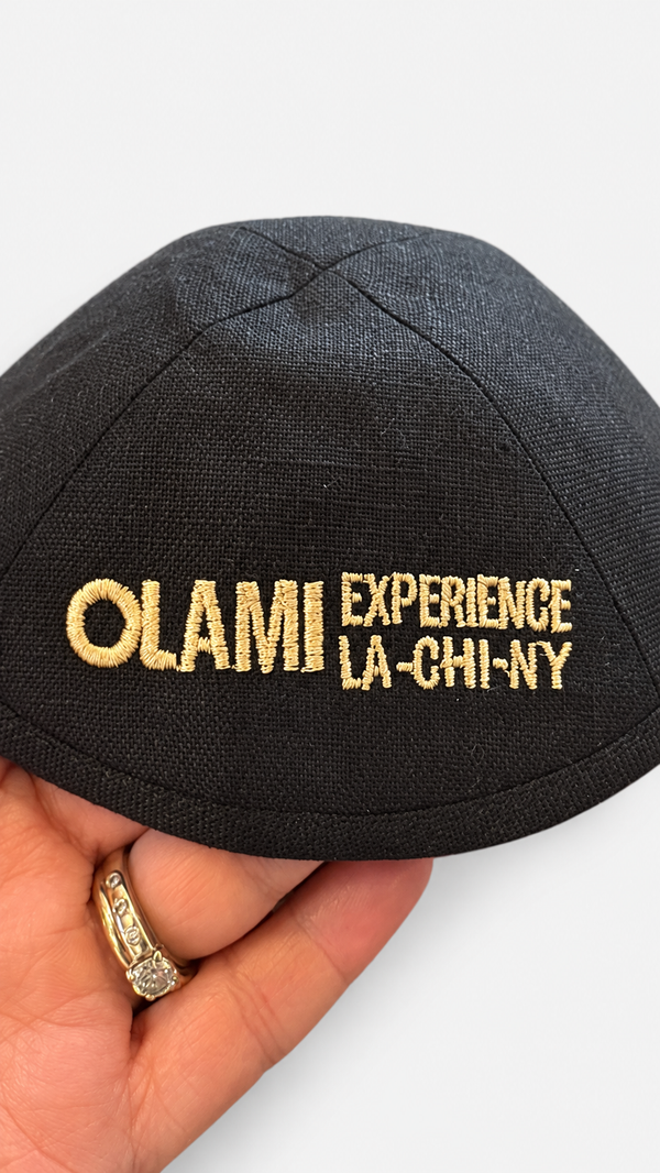 Kippas personnalisées en lin noir — 200 pièces, livraison express