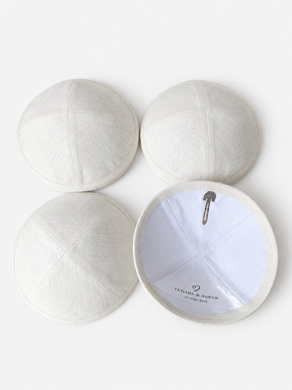 Kippas ivoire personnalisées avec broderie