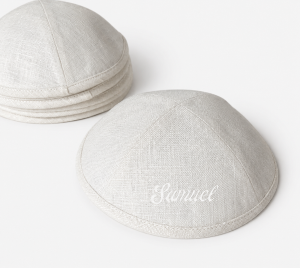 Kippas personnalisées en lin blanc crème — 120 pièces