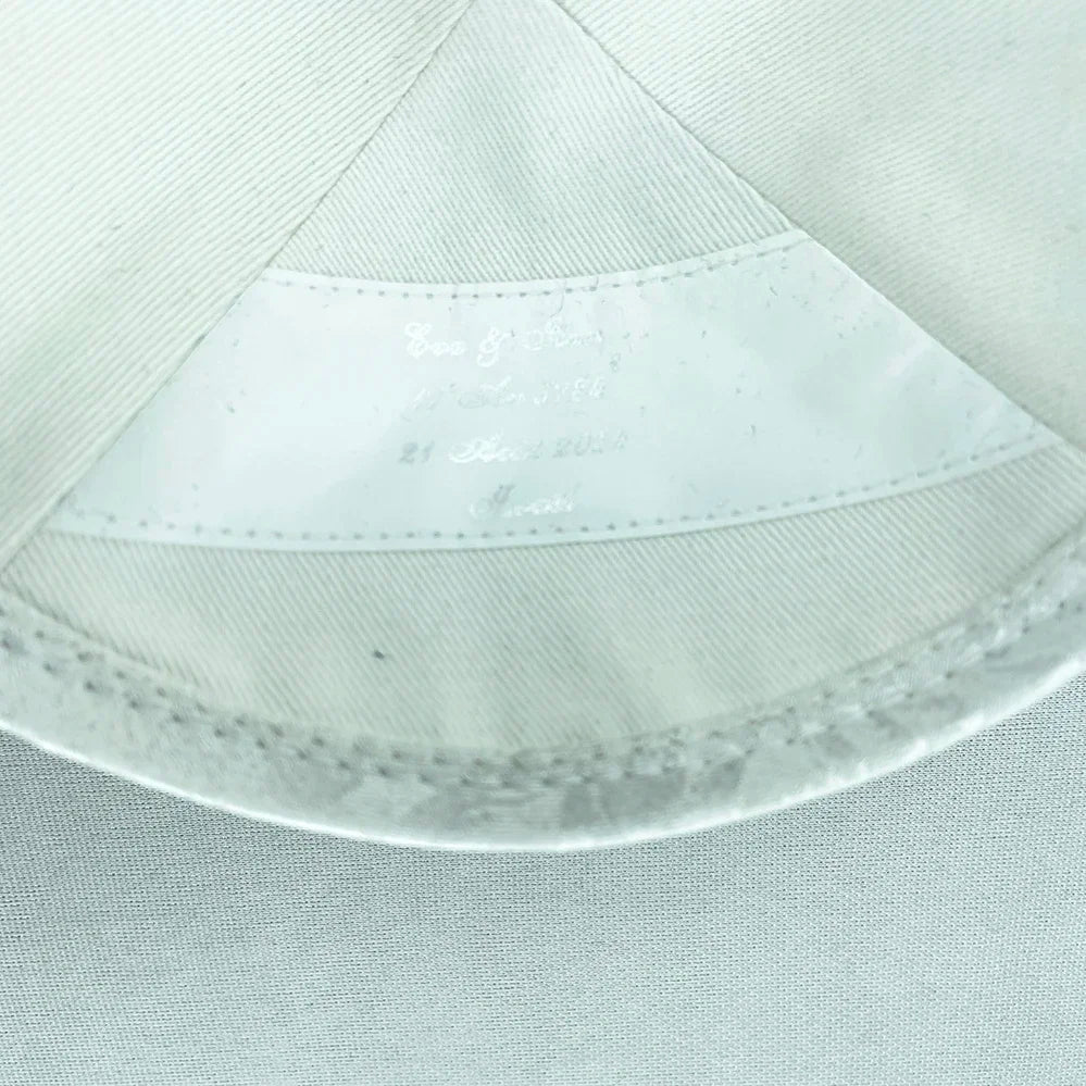 Custom WHITE JACQUARD SATIN KIPPAS WITH LIGHT BLUE EMBROIDERY OF LJ