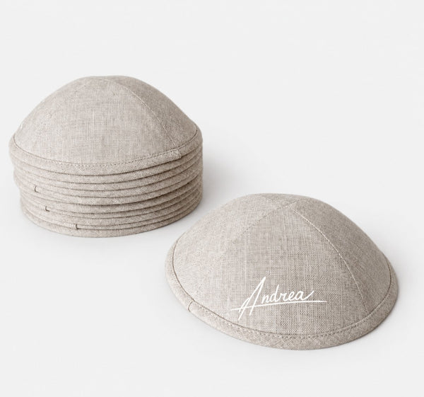 Kippas beiges personnalisées avec broderie — 100 pièces