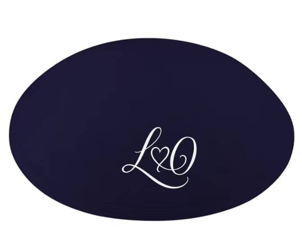 Kippas personnalisées en lin noir avec broderie blanche — 30 pièces