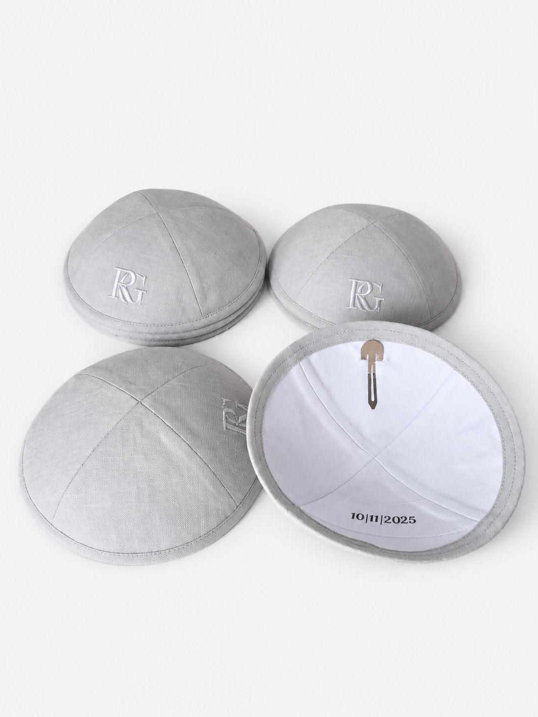 Kippas personnalisées blanc crème avec étoile de David brodée — 80 pièces