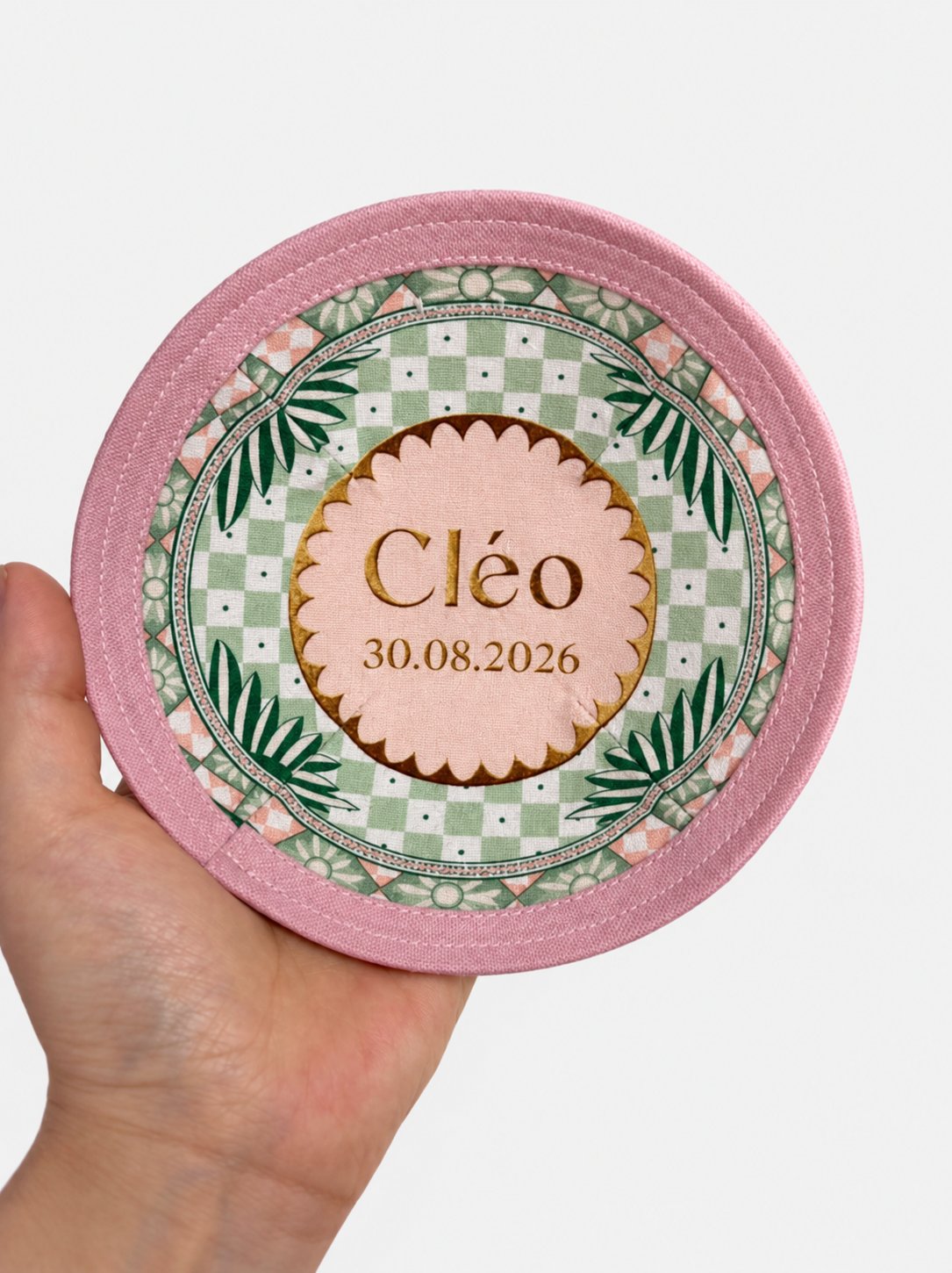 Kippas roses personnalisées avec doublure imprimée
