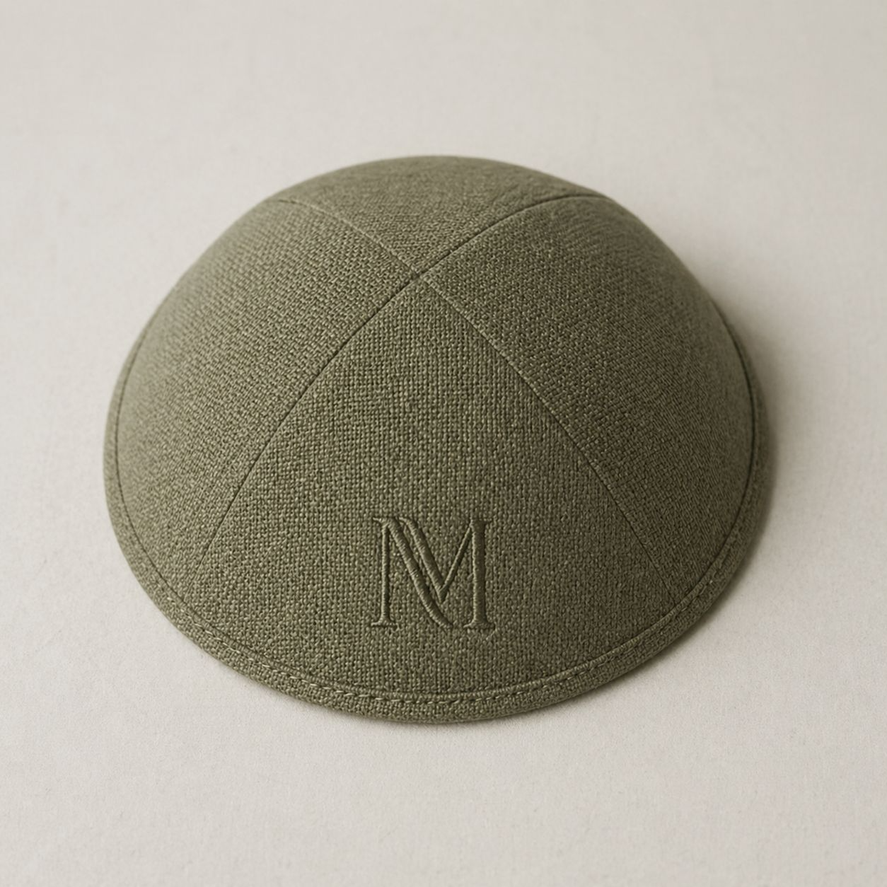 Custom army green linen kippah 100pcs +150pcs beige cordurary kippah+100pcs dark navy linen kippah ,for bar mitsvah