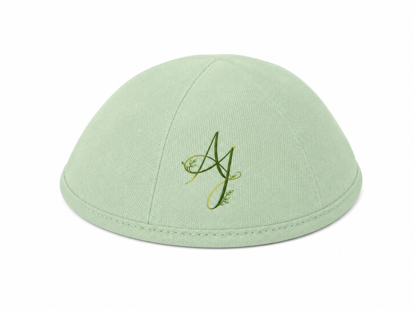 Custom light green linen kippah +pattern print inside ,jewish kippot for wedding ,100pcs total