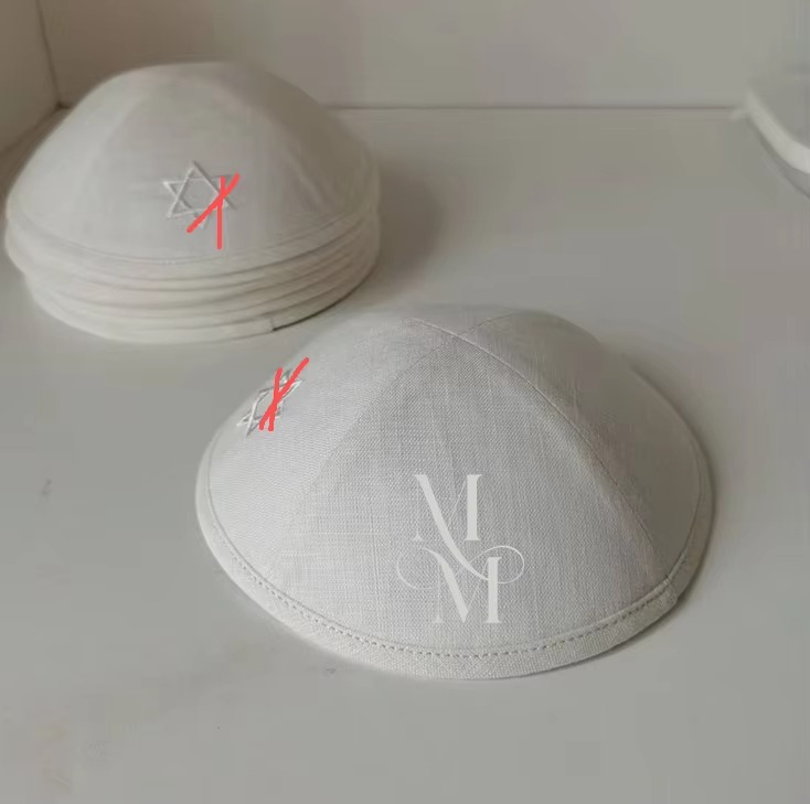 Custom beige kippah for wedding ,130pcs /lot ,shipping by express