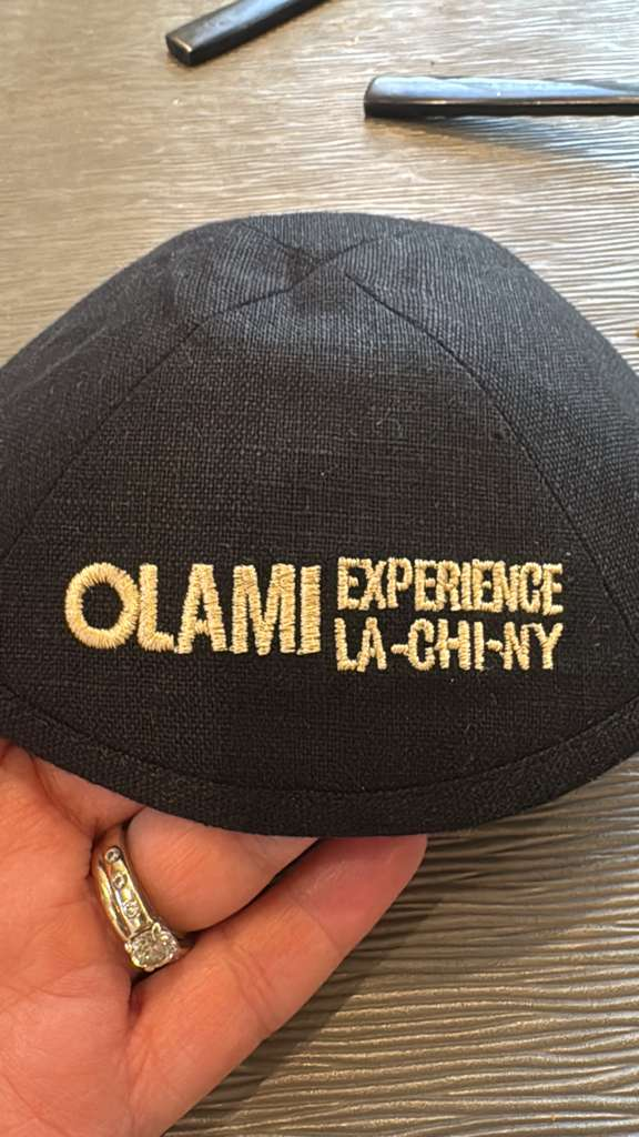 Custom black linen kippah +embroidery ,200pcs /lot ,shipping by express
