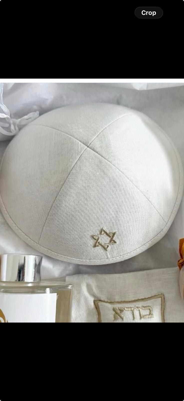 Custom Cream white kippah ,Jewish Kippot + David star embroidery for Wedding ,Brit Mila ,80pcs