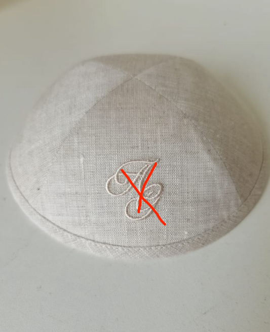 custom beige linen kippah +pattern print inside ,100pcs /lot
