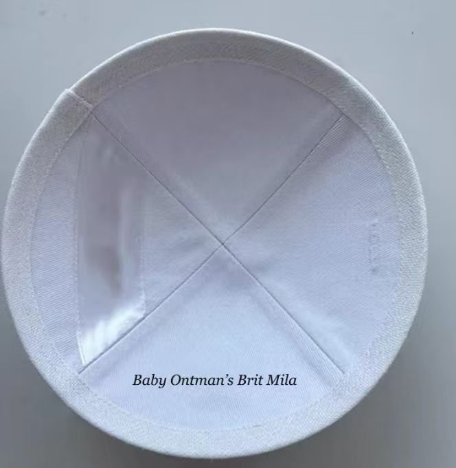 Custom Cream white kippah ,Jewish Kippot + David star embroidery for Wedding ,Brit Mila ,80pcs