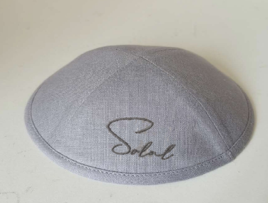 Custom light grey kippah + pattern print inside ,100pcs /lot