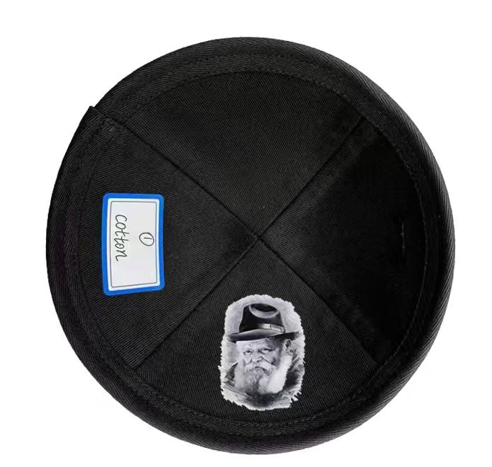 Kippas personnalisées en lin noir avec broderie blanche — 30 pièces