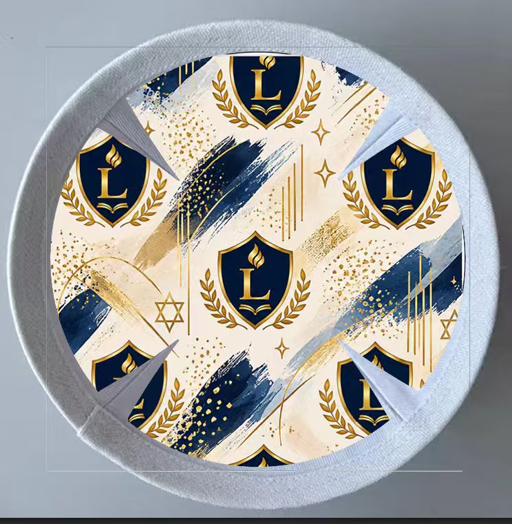 Custom beige kippah +pattern print inside ,150pcs