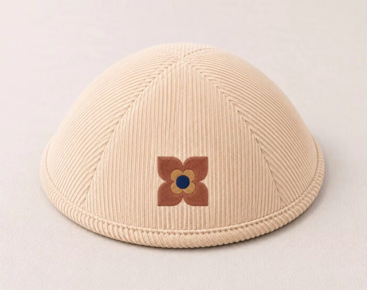 Custom beige cordurary kippah ,150pcs