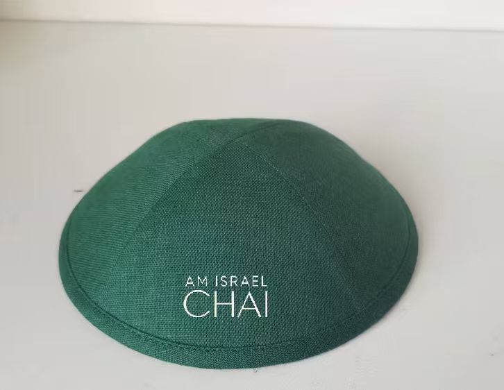 custom navy kippah ,green linen kipah ,60pcs