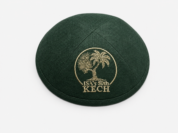 Kippas personnalisées en lin vert forêt — 50 pièces