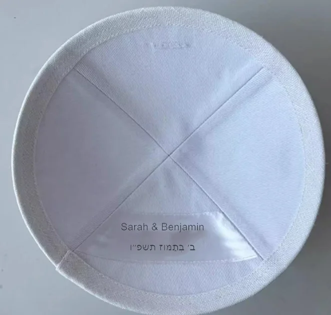 Custom light purple linen kippah +pattern print inside ,purple lila kippot 100pcs /lot