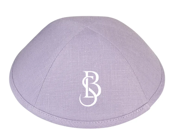Kippas personnalisées en lin lilas avec doublure imprimée — 120 pièces