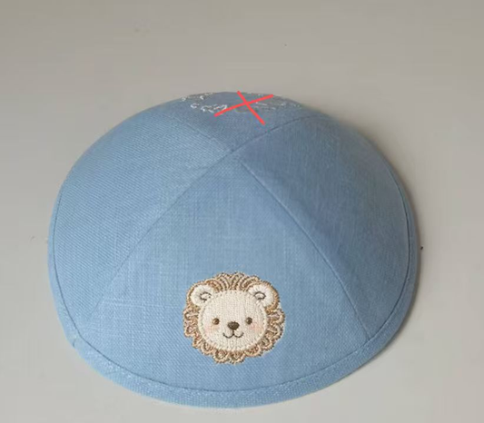 Custom light blue linen fabric +embroidery +print on white ribbon ,100pcs/lot