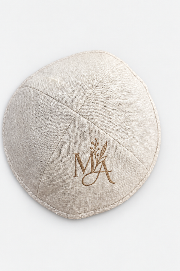 Kippas personnalisées en lin beige — 225 pièces