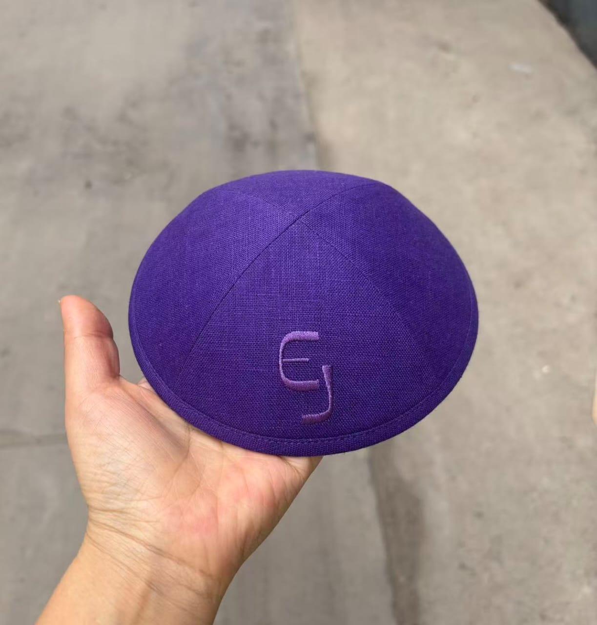 Custom dark purple kippah Linen fabric ,jewish wedding kippot ,high quality 150pcs/lot