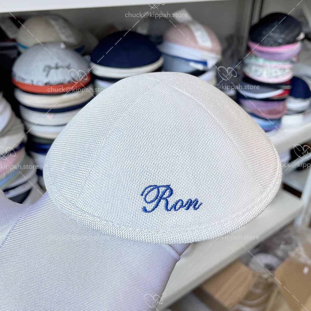 Custom White Burlp Kippahs, Kipot, Kipa, Wedding Kippot