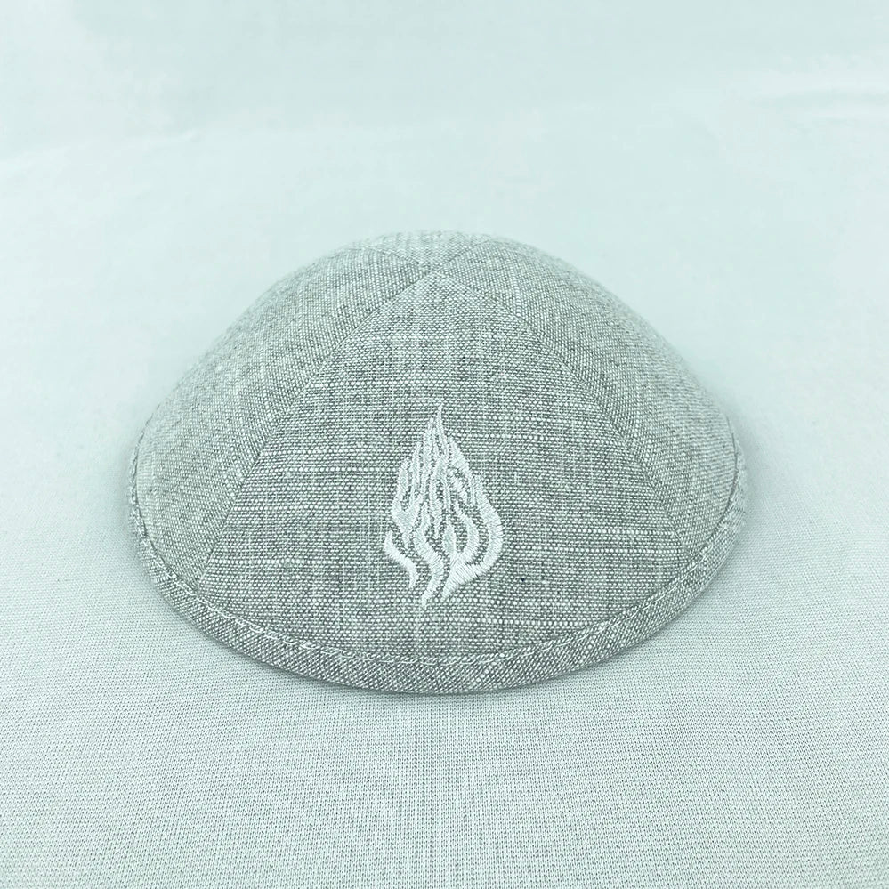 Custom light grey Kippah, LINEN YARMULKES ,wedding kippot