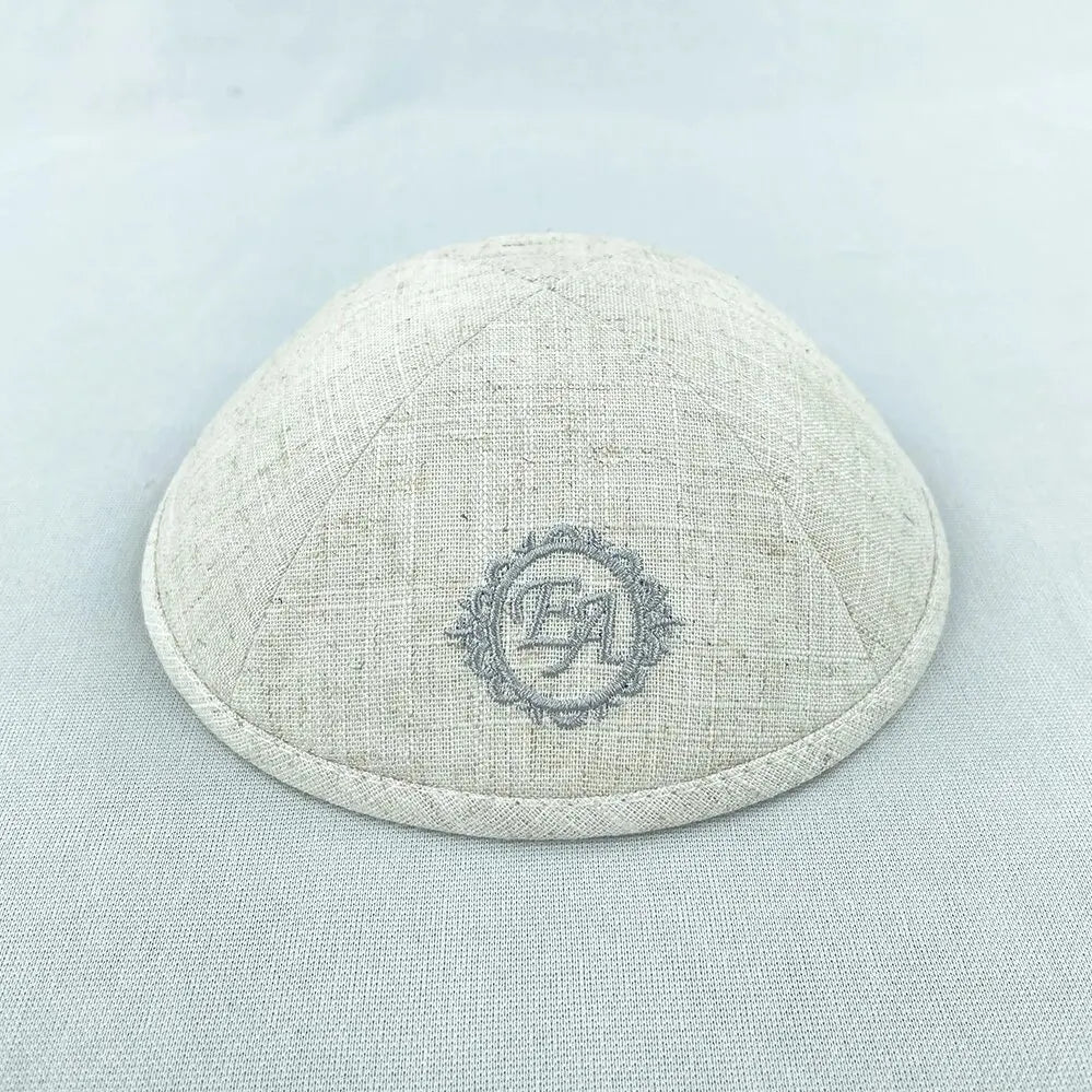 Custom BEIGE KIPPAH,YARMULKES,SKULL CAPS,WEDDING KIPPOT