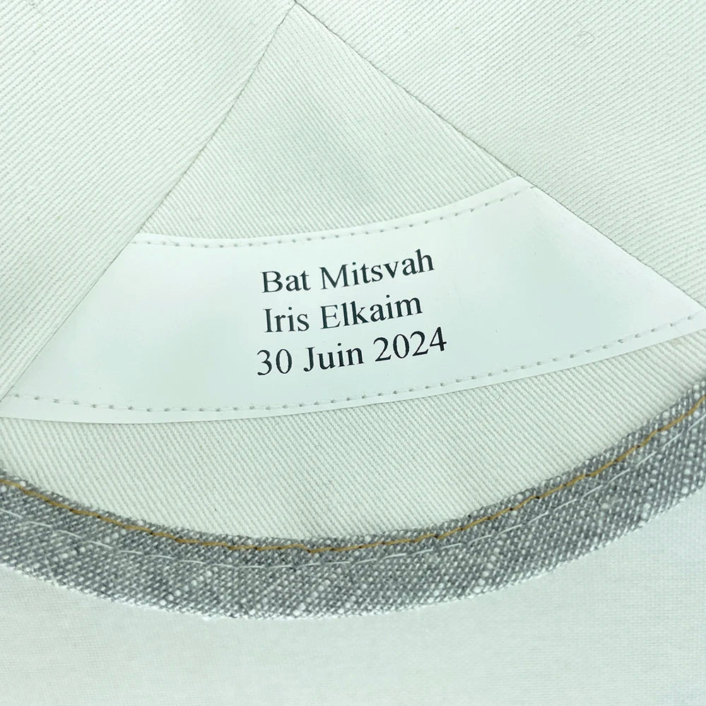 Custom light grey Kippah, LINEN YARMULKES ,wedding kippot