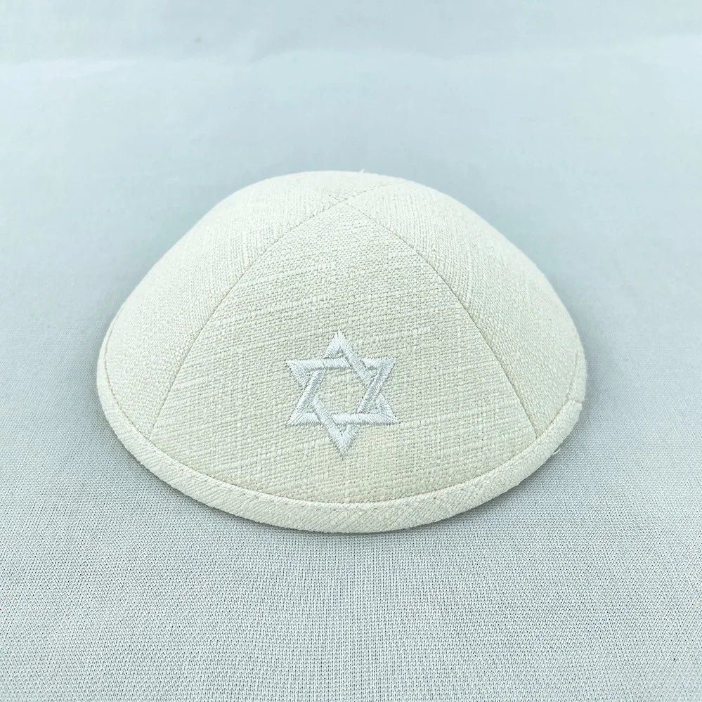 Custom ivory linen KIPPAH,KIPPOT,KIPOT,KIPA,KIPPA,PRAYER CAPS