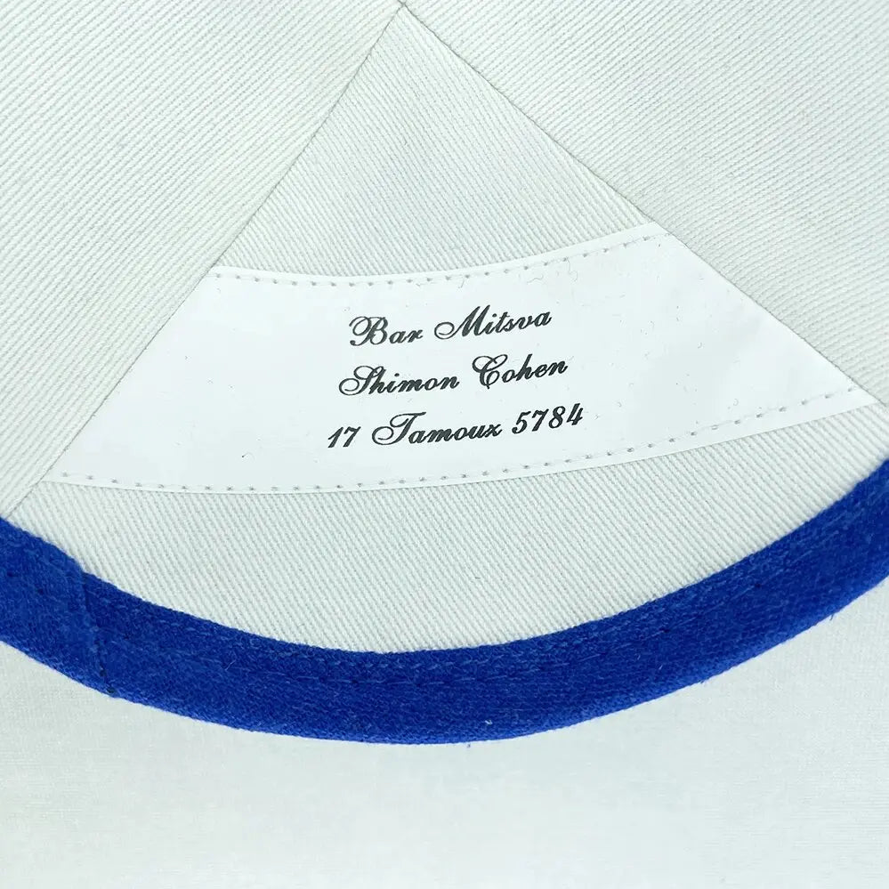 Custom royal blue linen kippah ,Wedding kippot,LINEN DELUXE JEWISH YARMULKE