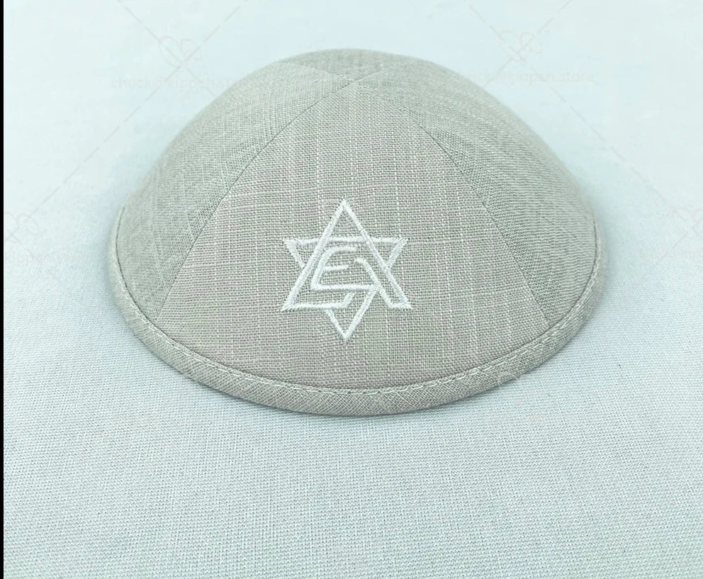 Custom beige linen Kippah, Kippah, Kipot, Kippah