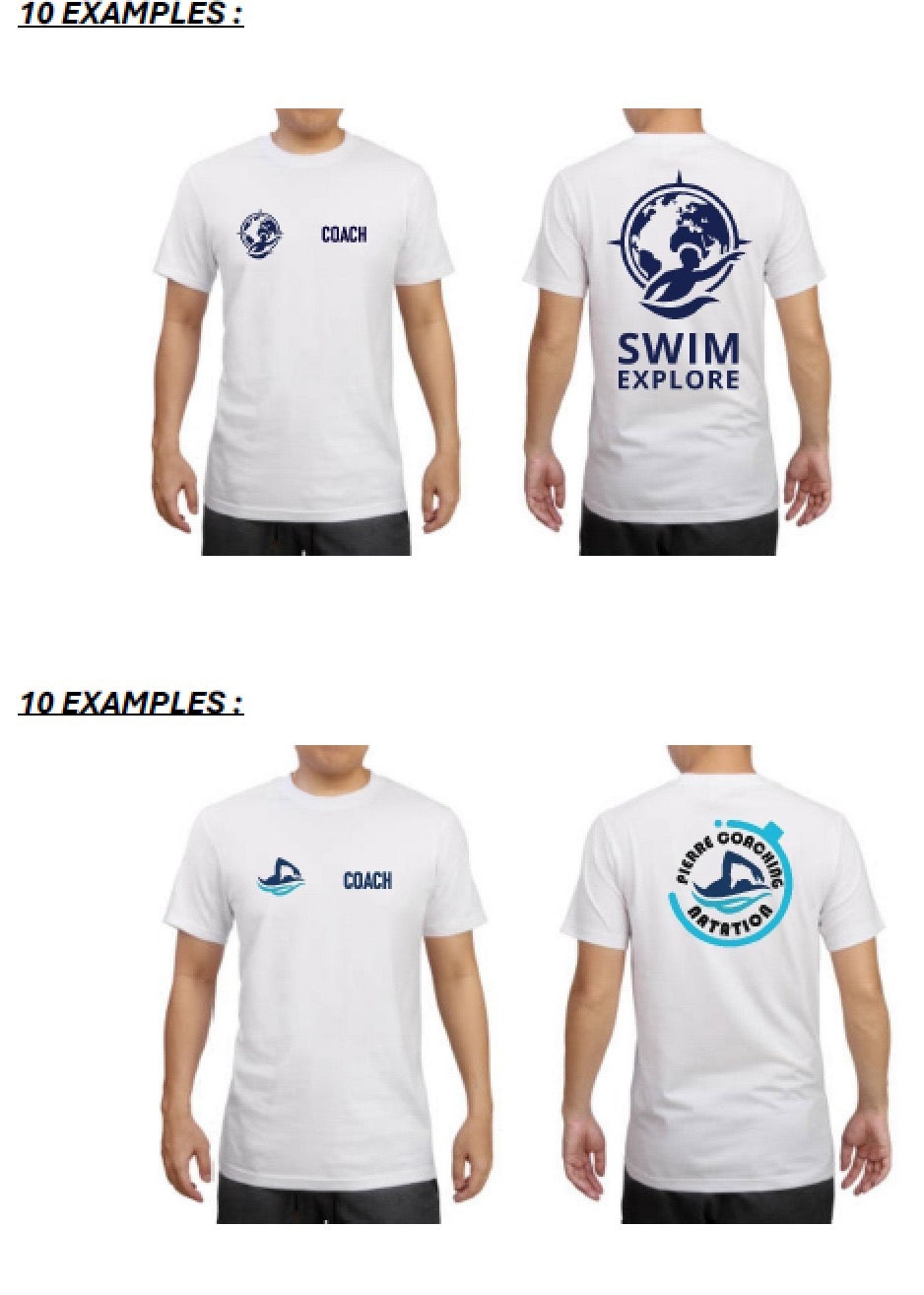 Custom navy baseball caps + white T shirts