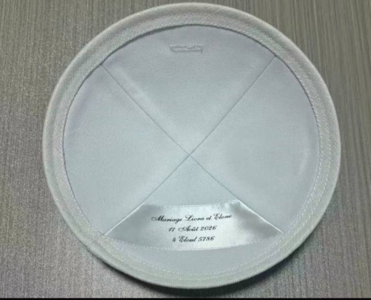 Custom white linen kippah+ light green tree embroidery ,jewish kippah for wedding ,bar mitzvha 180pcs/lot