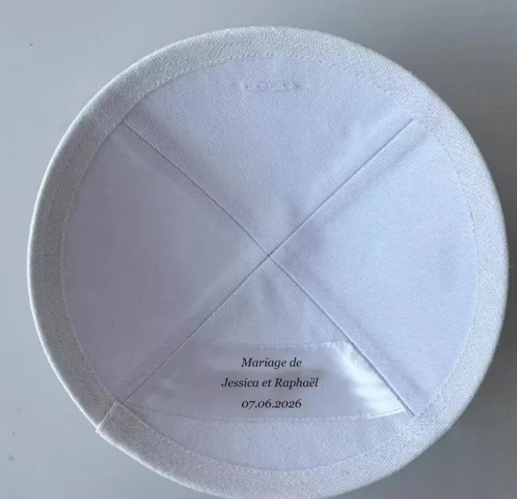 Custom cream white linen kippah for wedding 100pcs/lot