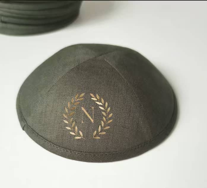 Custom olive green kippah jewish kippah wedding ,bar mitzvah 100pcs