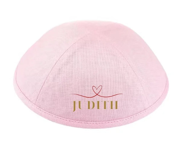 Kippas personnalisées en lin rose clair — 120 pièces