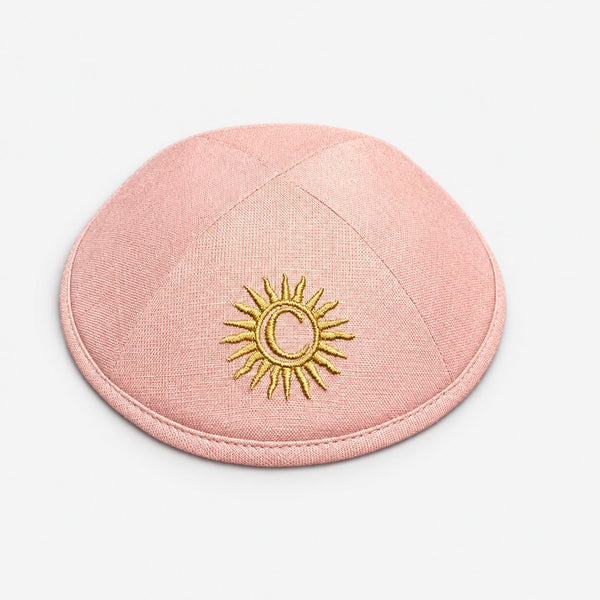 Kippas roses personnalisées avec doublure imprimée