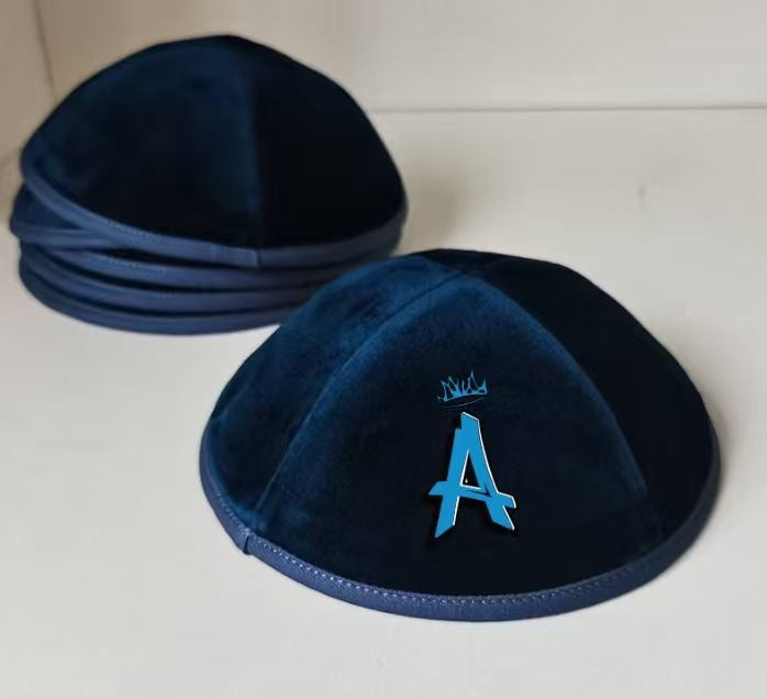 Custom Navy velvet kippah ,high quality jewish kippot ,100pcs ,