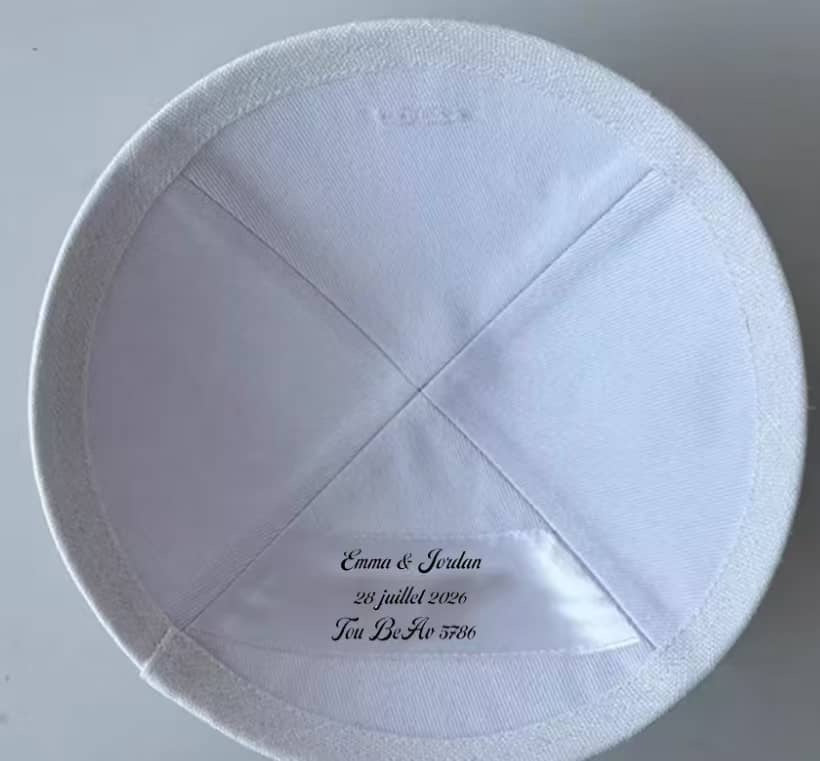Custom Beige linen kippah Jewish kippot ,wedding ,bar mitzvah 80pcs