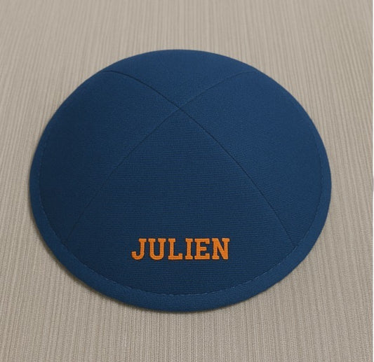 Custom Navy linen kippah ,pattern print kippot ,250pcs