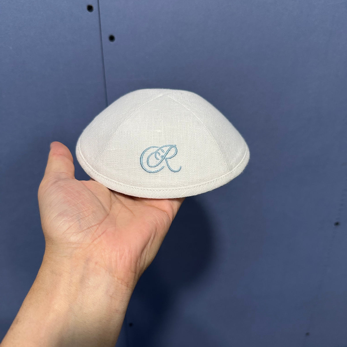 Kippas personnalisées en lin blanc avec doublure imprimée — 200 pièces