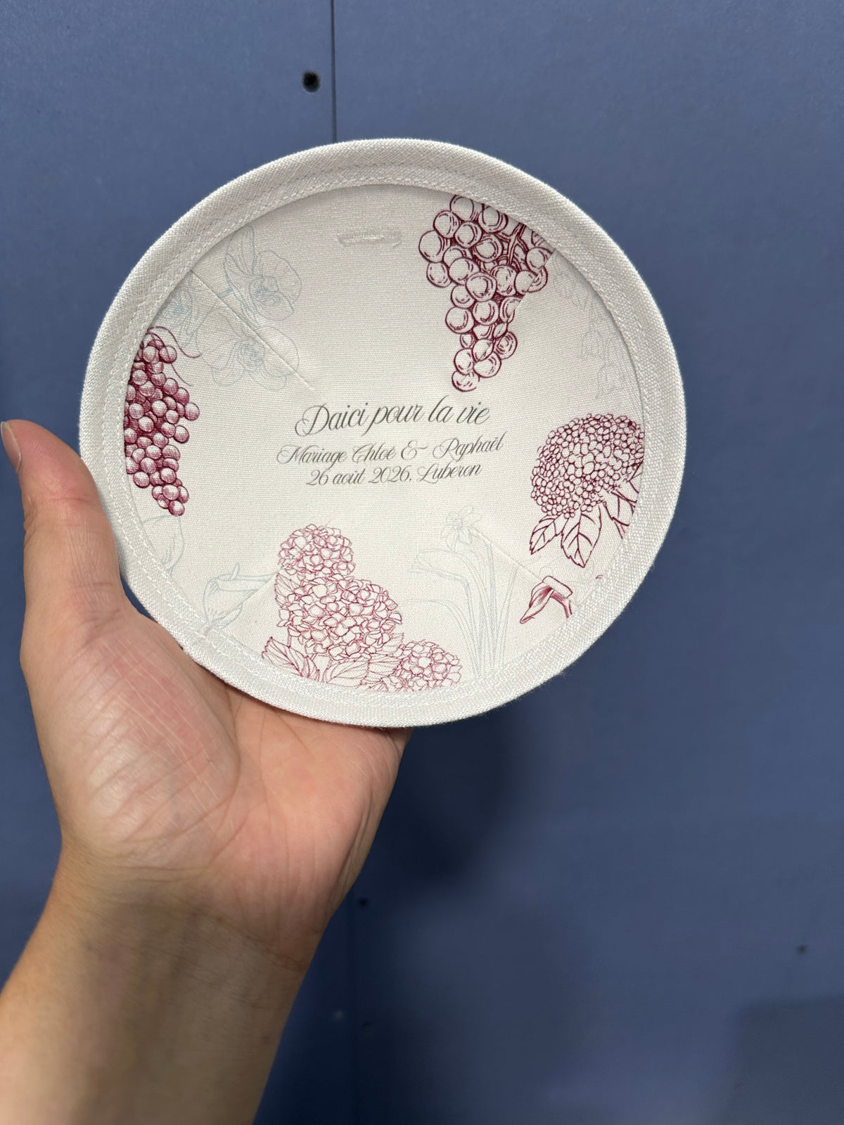 Kippas personnalisées en lin blanc avec doublure imprimée — 200 pièces