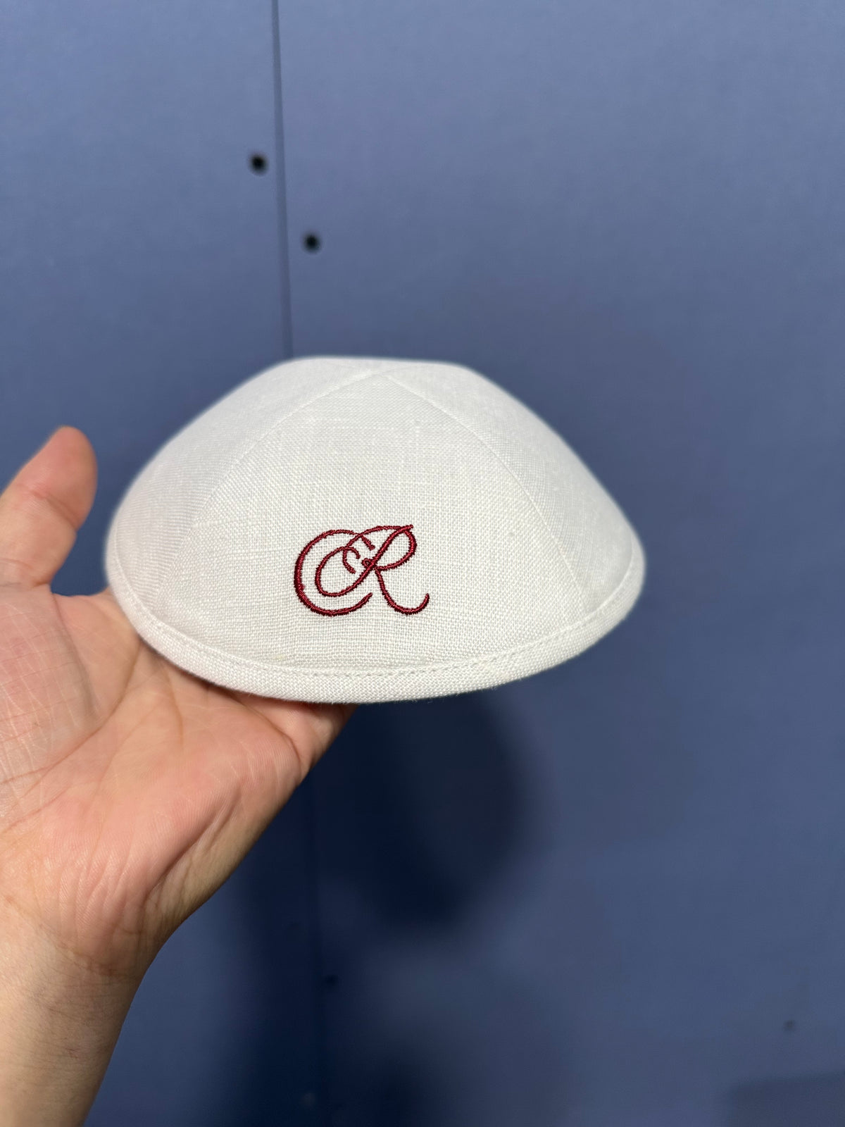 Kippas personnalisées en lin blanc avec doublure imprimée — 200 pièces