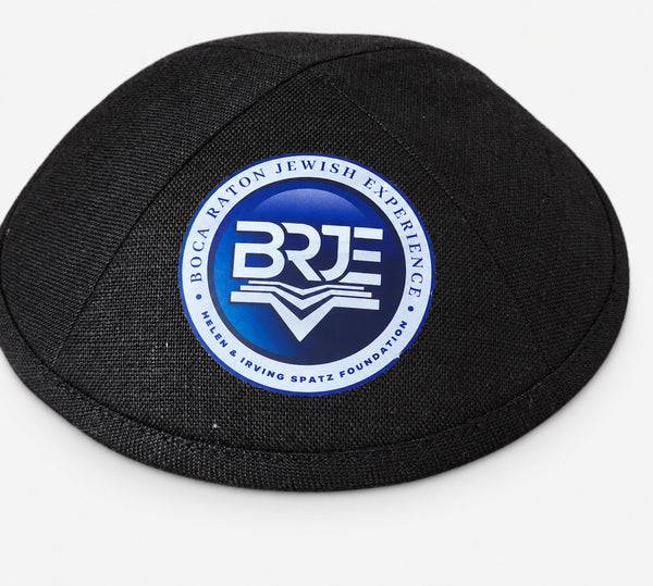Kippas personnalisées en lin noir avec logo imprimé — 100 pièces